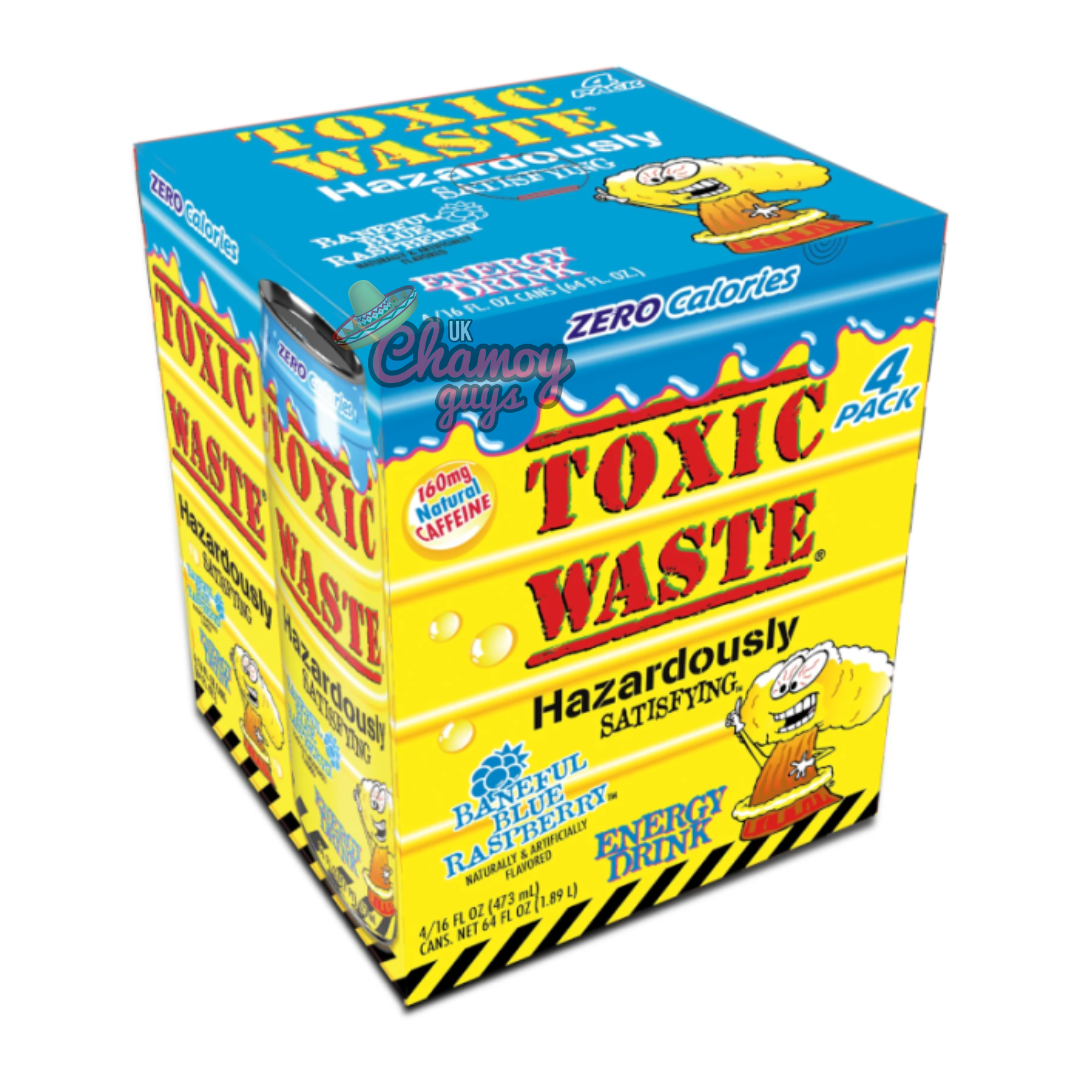 Toxic Waste Baneful Blue Raspberry Energy Drink 473ml - Pack of 4 (Past Dated)