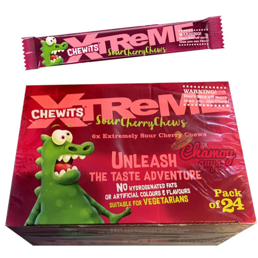 CHEWITS XTREME SOUR CHERRY CHEWS 34g x 24