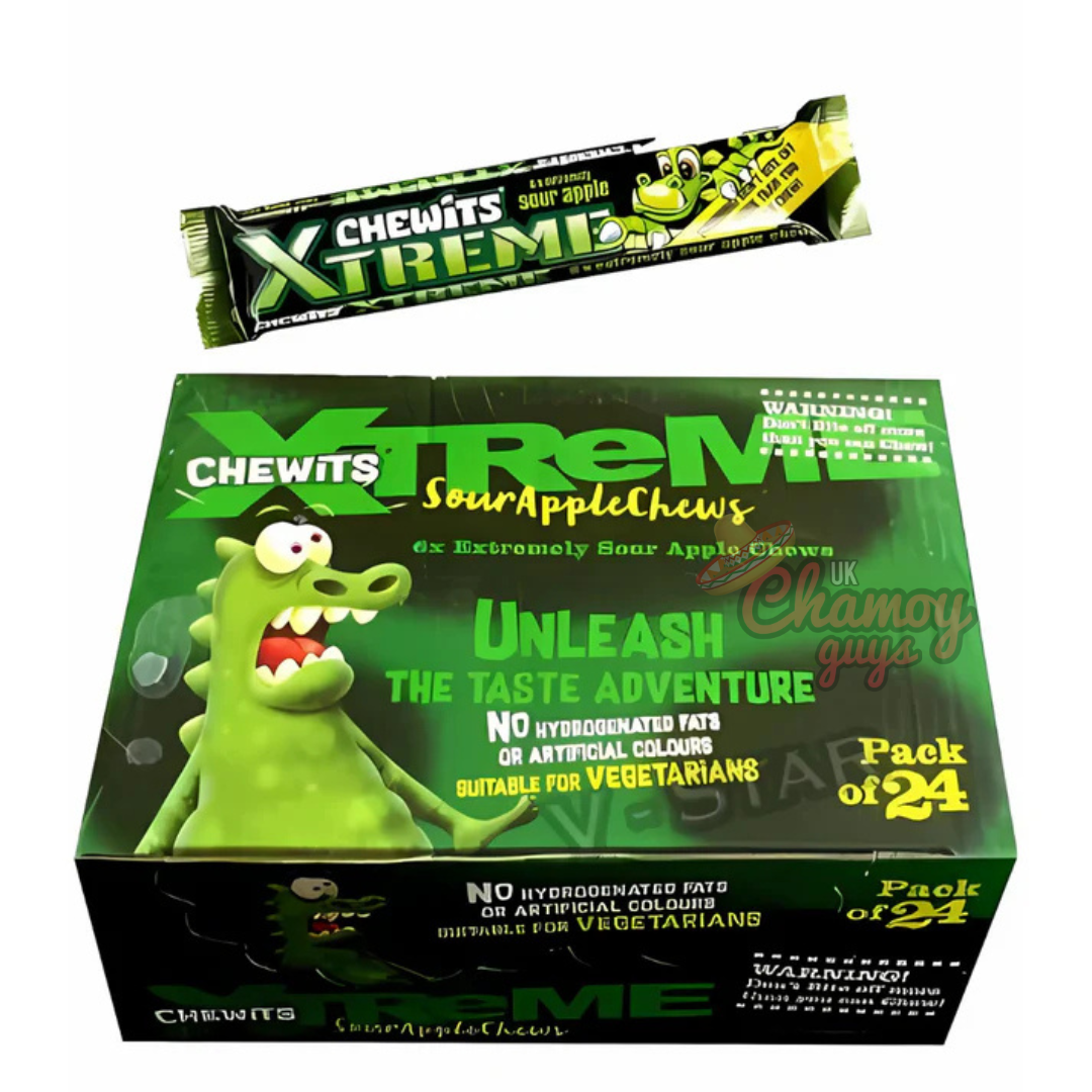 CHEWITS XTREME SOUR APPLE CHEWS 34g x 24