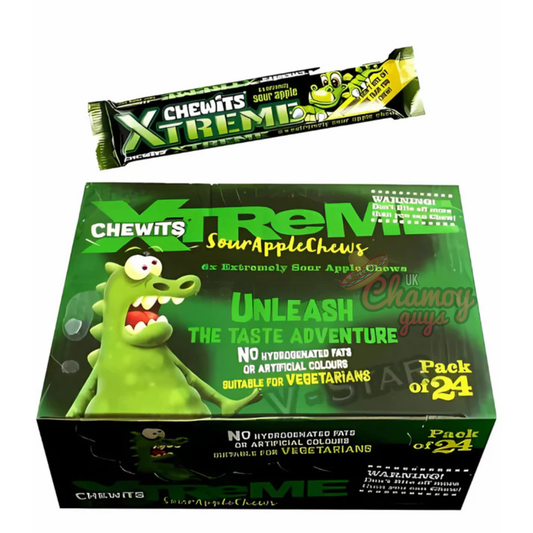 CHEWITS XTREME SOUR APPLE CHEWS 34g x 24