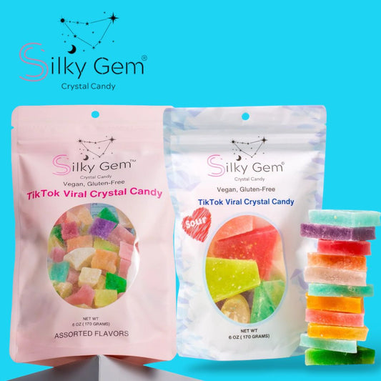 Silky Gems Crystal Candy Duo – Assorted & Sour Snack Bites (Vegan & Halal)