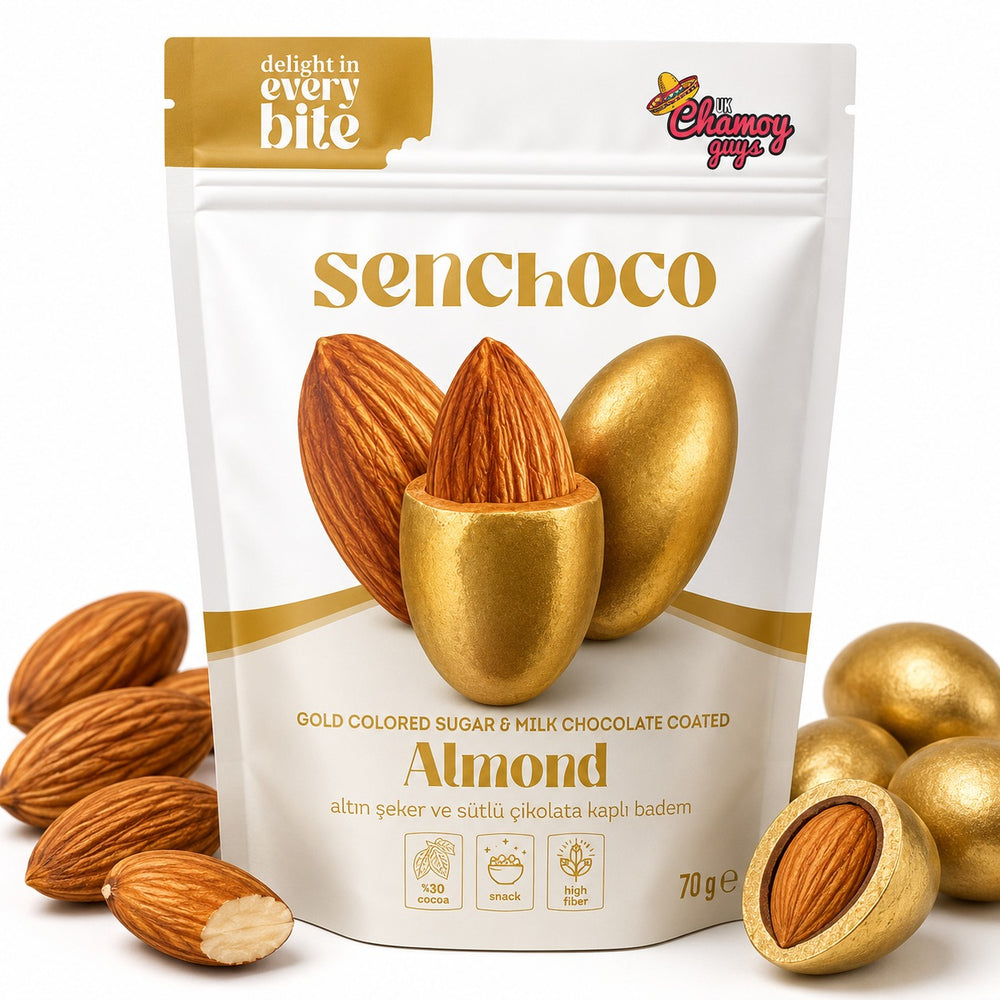 Gold Coloured Sugar & Milk Chocolate Coated Almonds