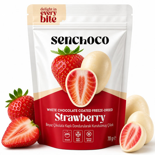 Senchoco Freeze Dried White Chocolate Covered Strawberries 70g
