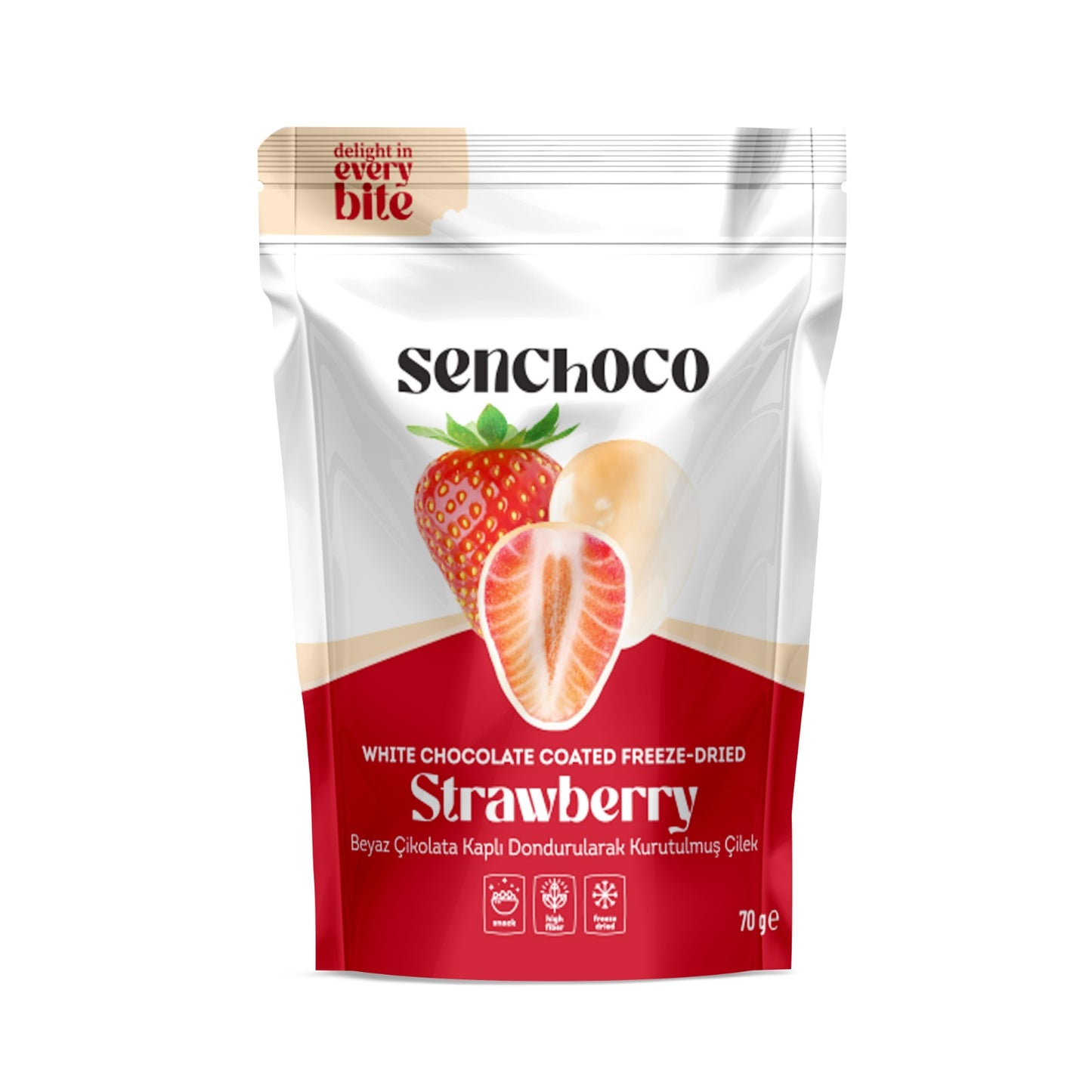 Senchoco Freeze Dried White Chocolate Covered Strawberries 70g