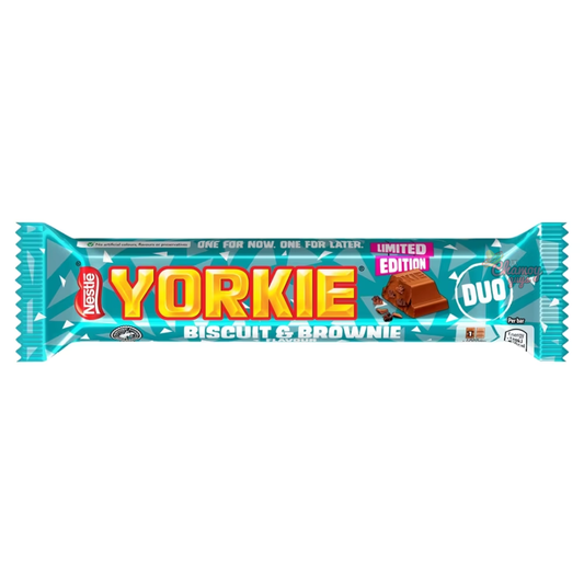 Yorkie Duo Biscuit & Brownie Flavour Milk Chocolate Bar 66g x 24