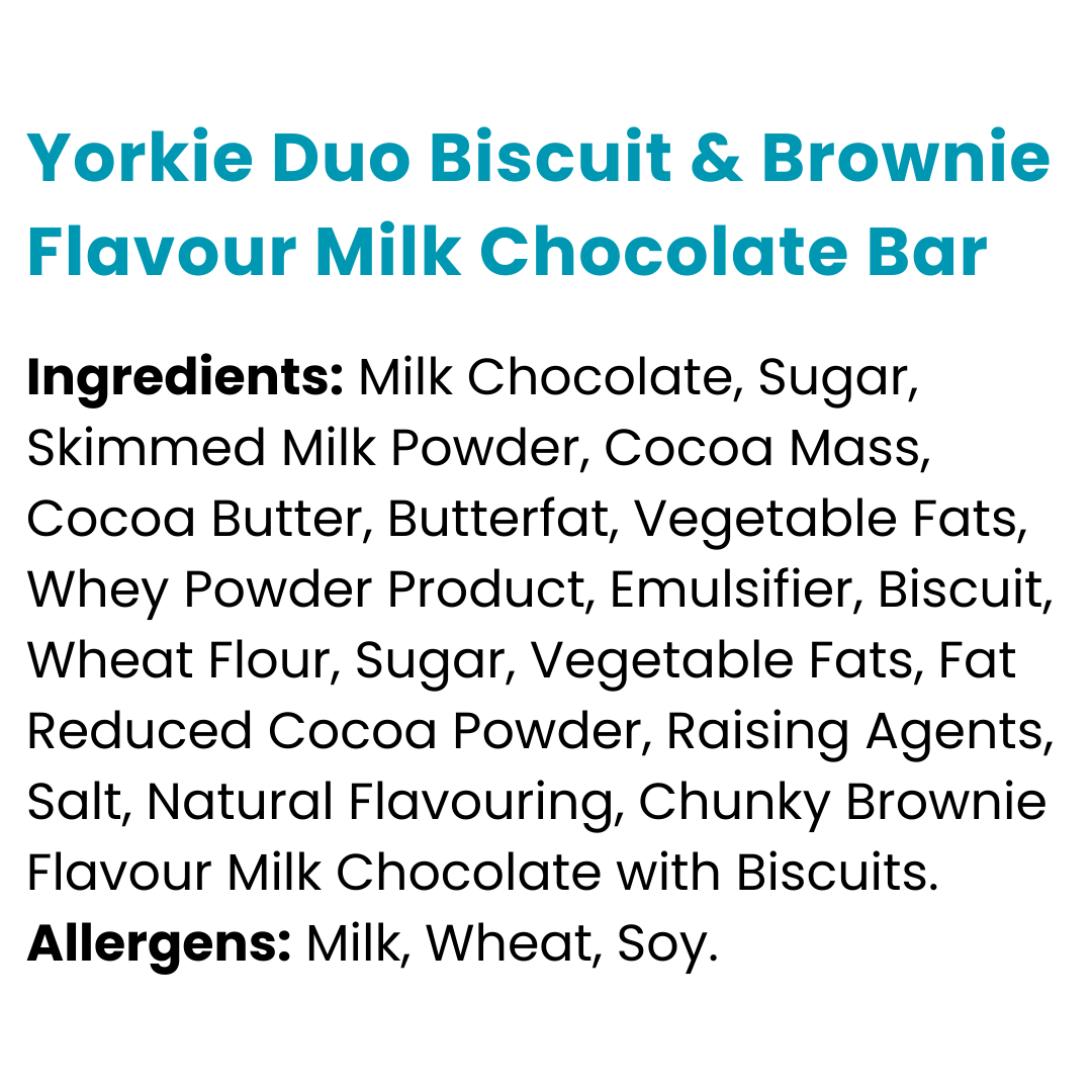 Yorkie Duo Biscuit & Brownie Flavour Milk Chocolate Bar 66g x 24