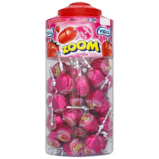Vidal Mega Zoom Strawberry Lollipop Jar (50pc)